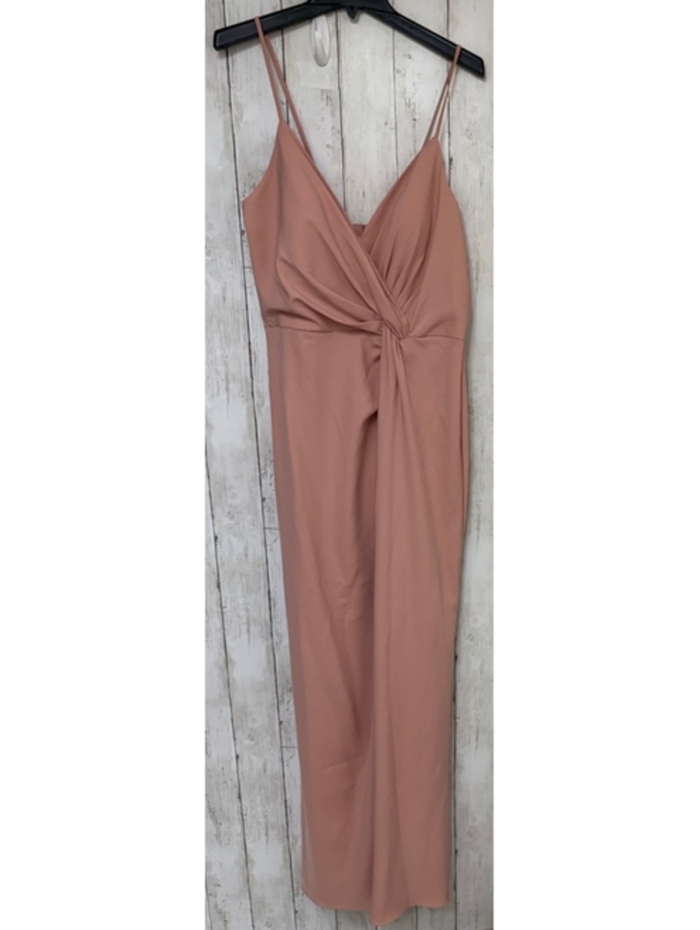 New Bari Jay Deco Dusty Pink Rose Stretch Crepe Evening Dress Size 14 NWT